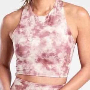 Athleta Conscious Crop Top Sports Bra Ballerina Gown Pink Tie Dye Size Small
